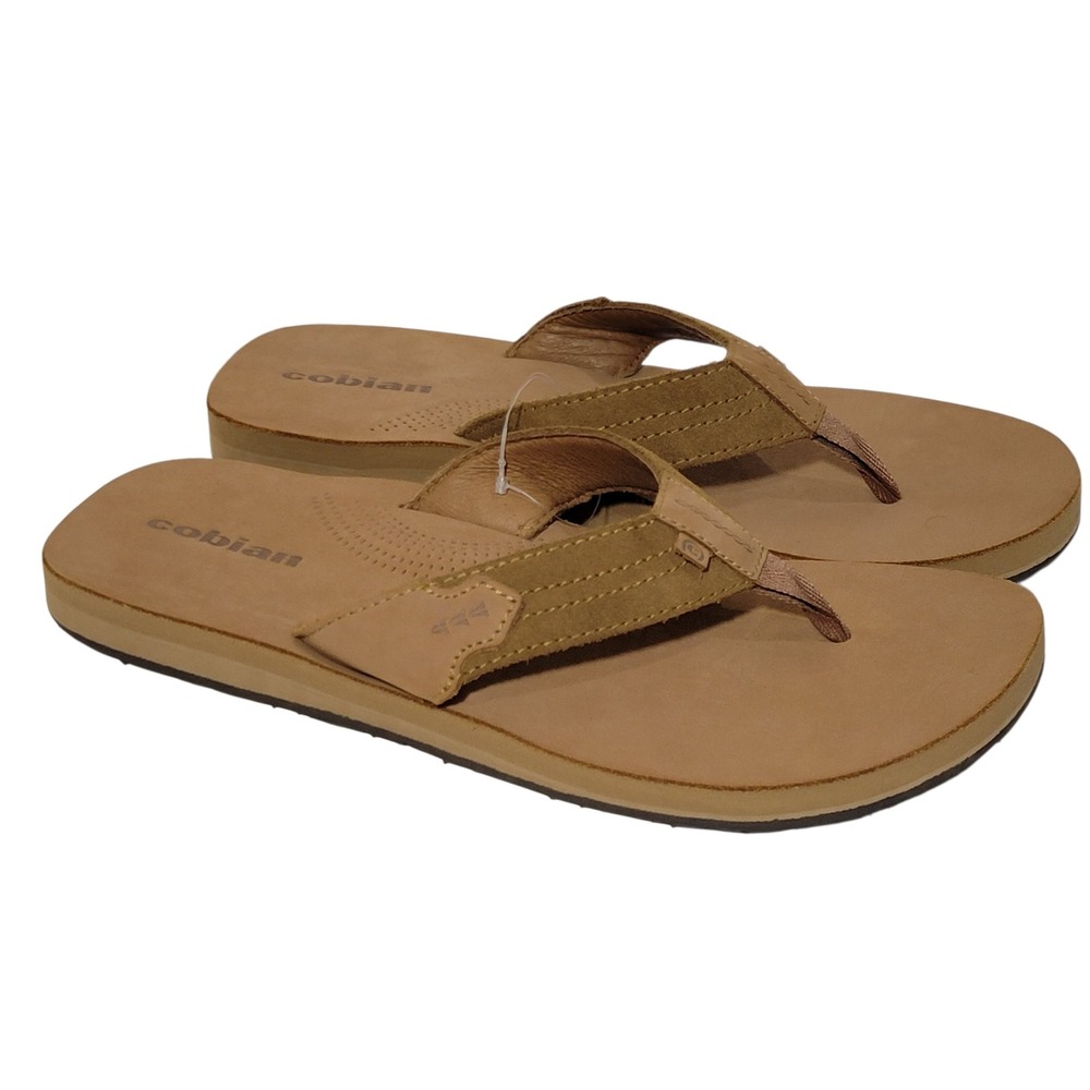 Cobian Lazo Flip Flop Sandals Men Size 11 CAMPO DEL SOL Tan Leather Arch Support